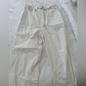 white linen pants